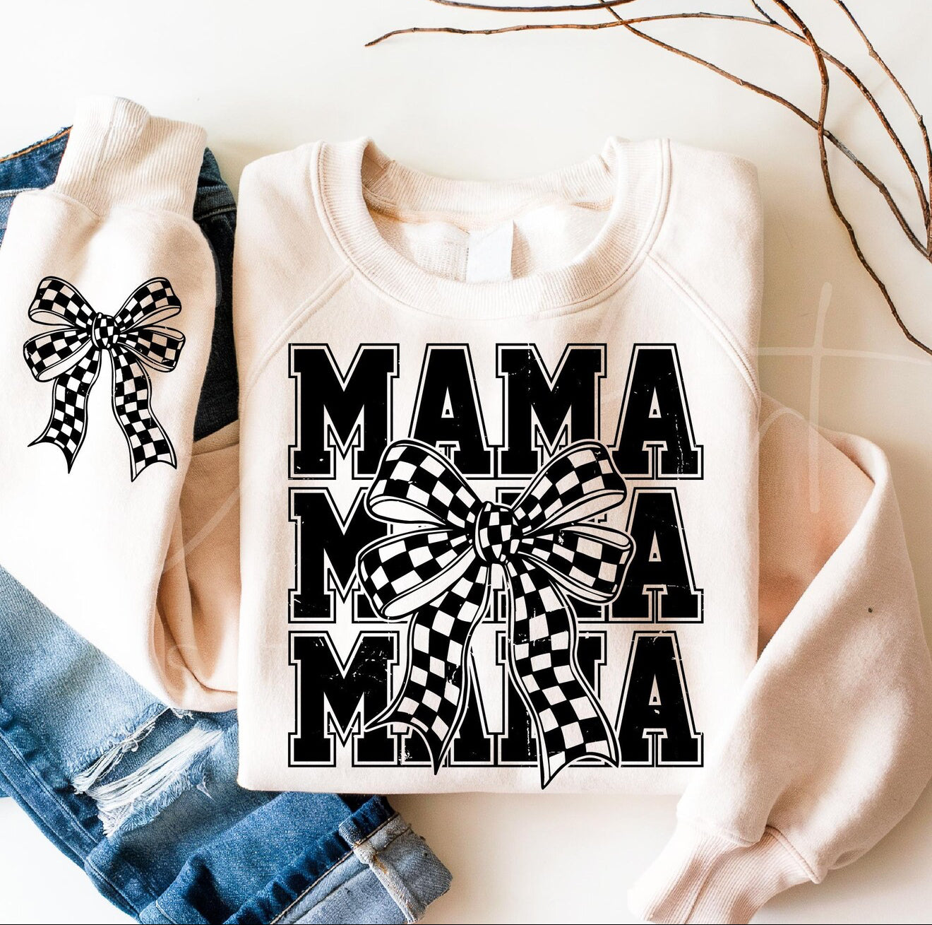 Checkered Mama Crewneck