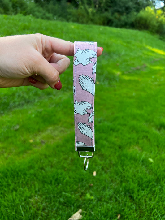 Pink Ghost Key Wristlet