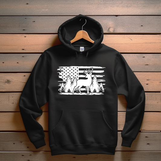 American Flag Deer Hoodie