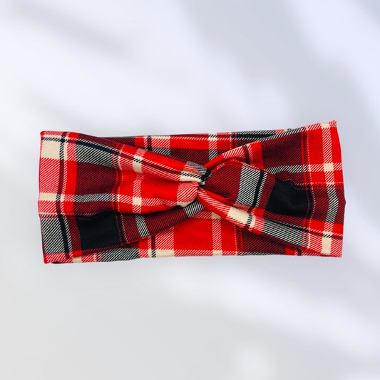 Red Plaid Knot Headband