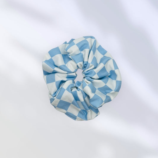 Blue Checkered Scrunchie