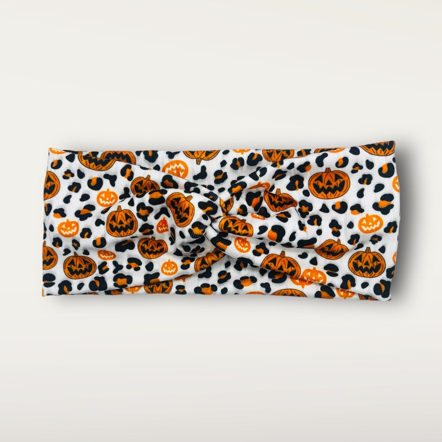 Pumpkin Leopard Ribbed Knit Headband