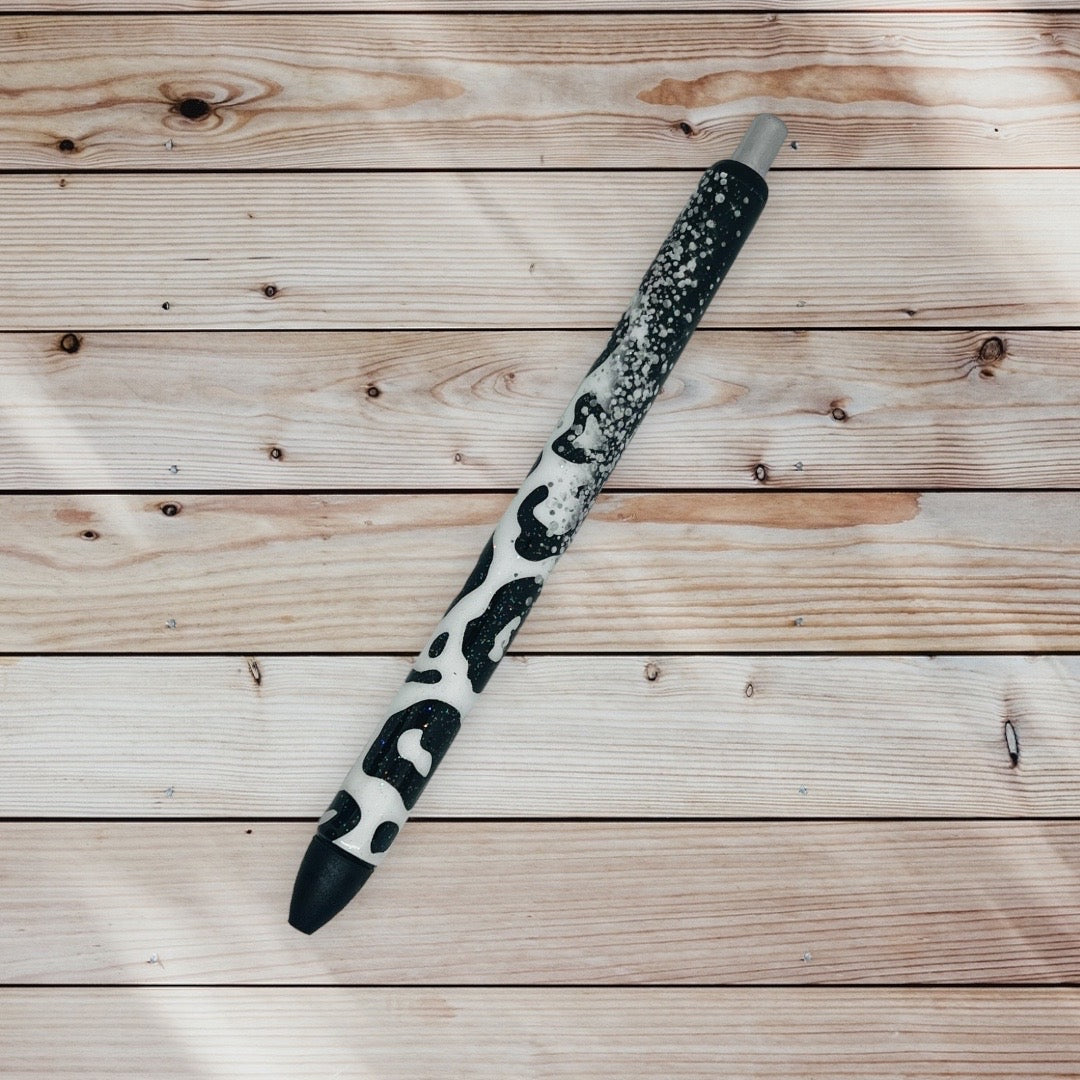 Black & Silver Leopard Pen