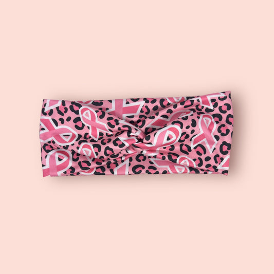 Leopard Breast Cancer Knot Headband