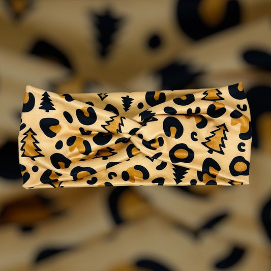 Christmas Leopard Knot Headband