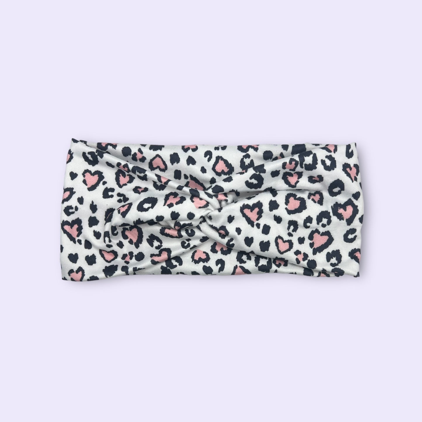 White & Pink Leopard Valentine Knot Headband