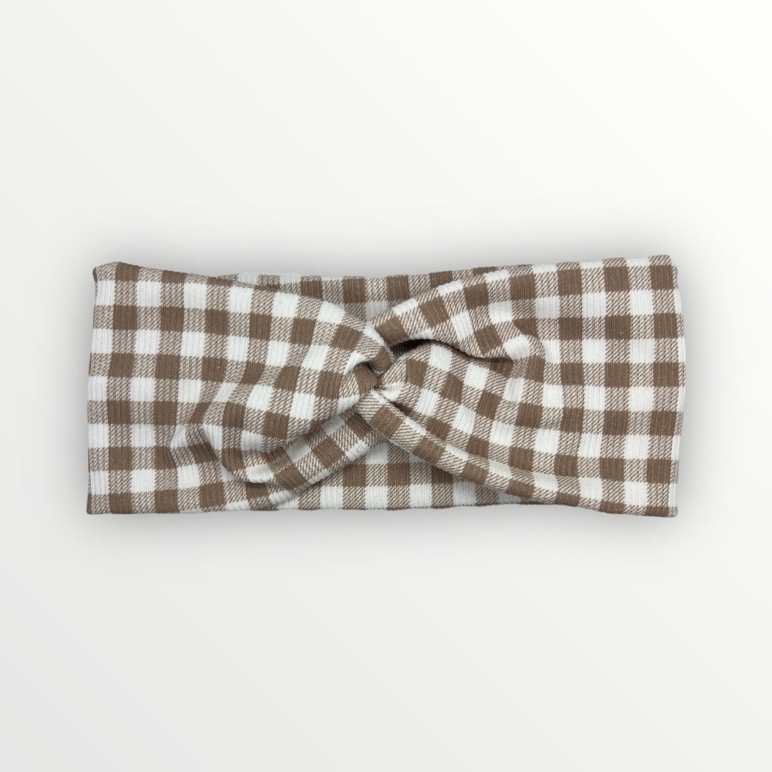 Tan Plaid Headband