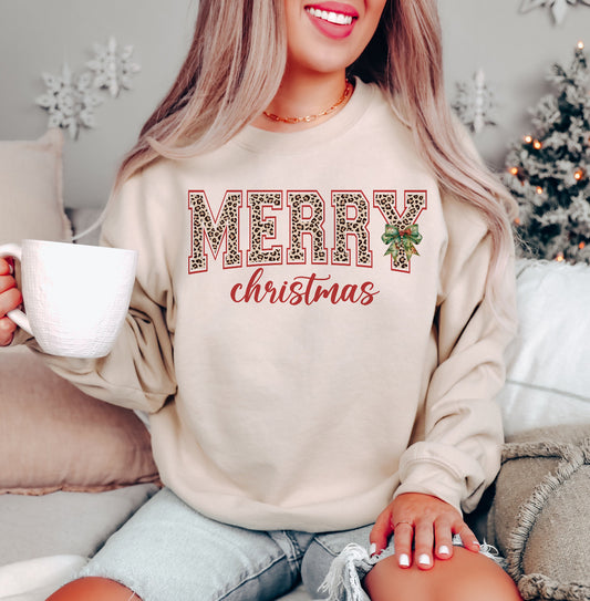 Merry Christmas Leopard Crewneck