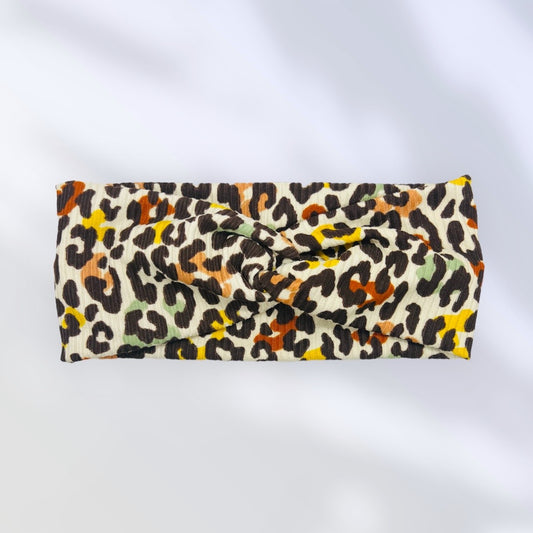 Fall Leopard Ribbed Knot Headband