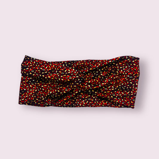 Red & Gold Leopard Knot Headband