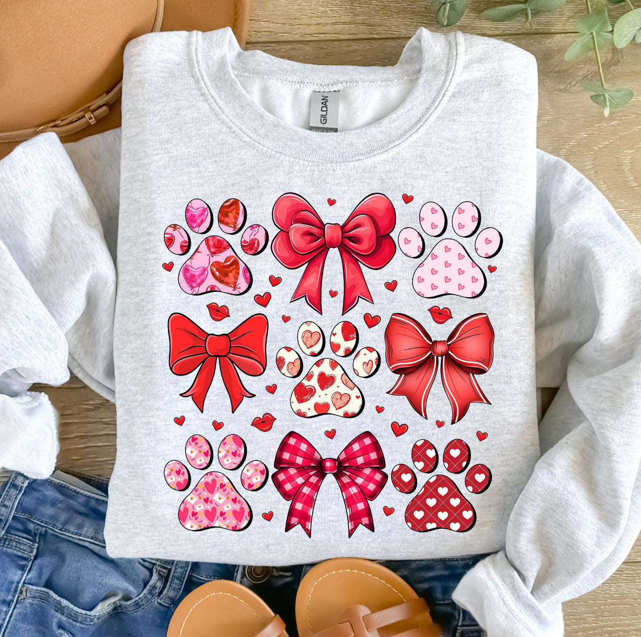 Valentine Paws & Bows Crewneck