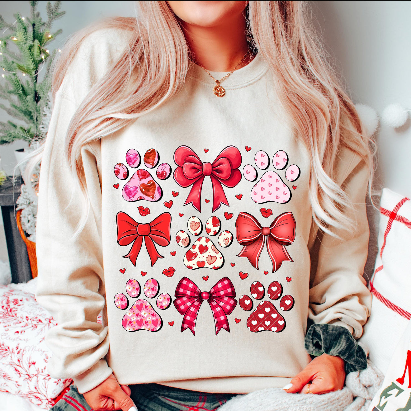 Valentine Paws & Bows Hoodie