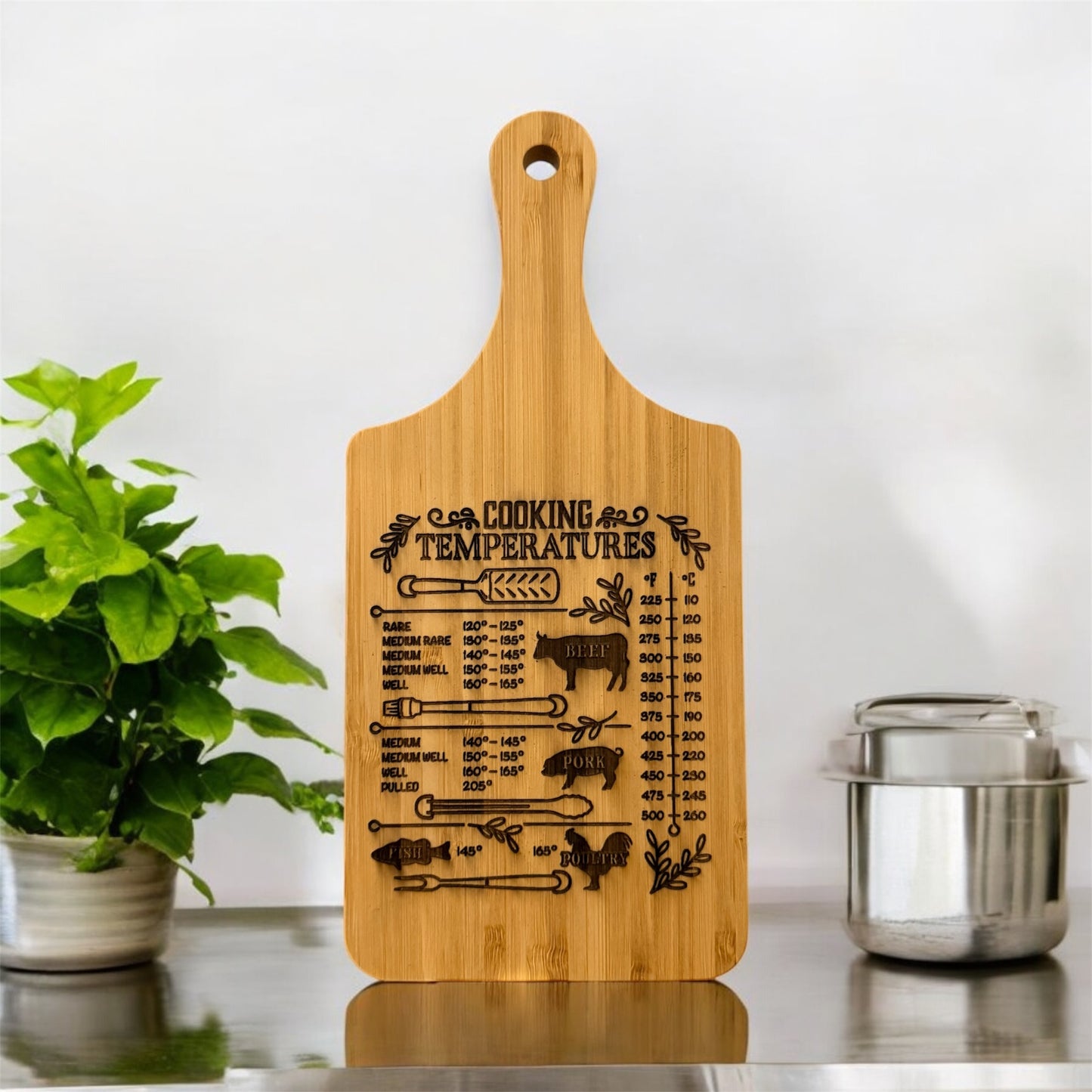 Cooking Temperatures Cutting Board