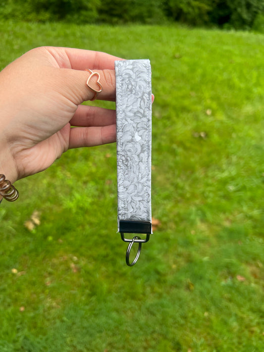 Gray Peony Key Wristlet