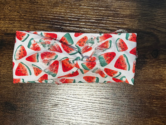 Distressed Watermelon Knot Headband