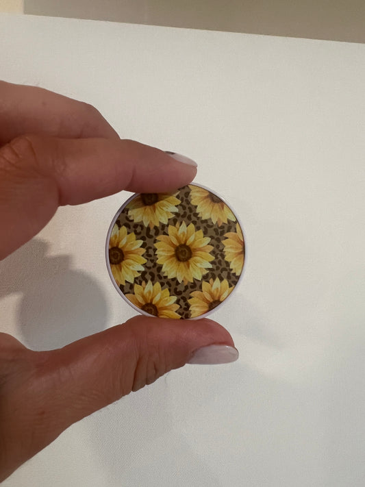 Brown Leopard & Sunflowers Pop Socket