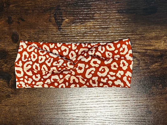 Rust Leopard Knot Headband
