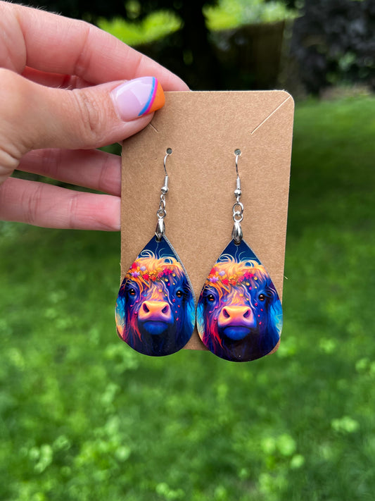 Cow Head Teardrop Earrings