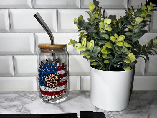 American Flag Sunflower Libbey Glass