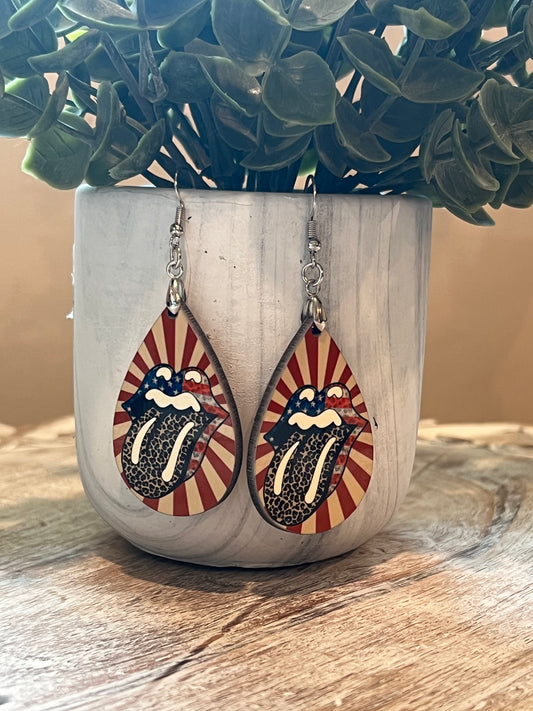 Tongue Out American Earrings