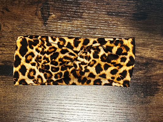 Brown Leopard Knot Headband