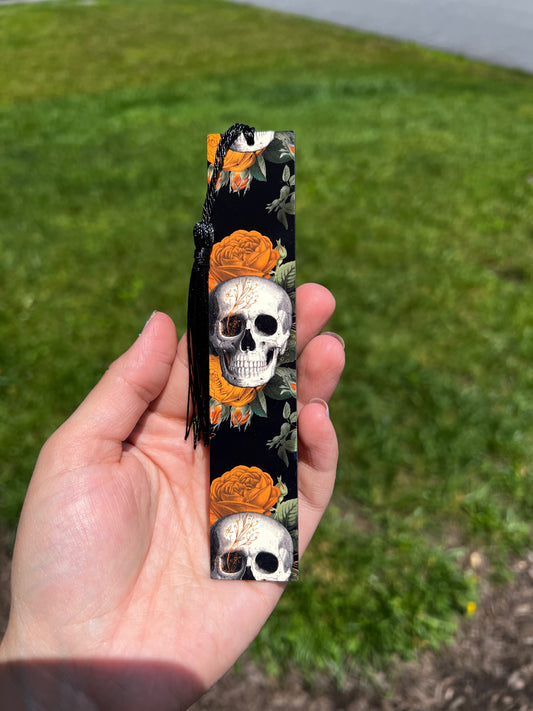 Black Skull & Rose Bookmark