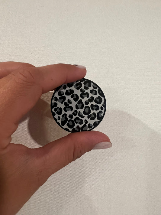 Black And Gray Leopard Pop Socket