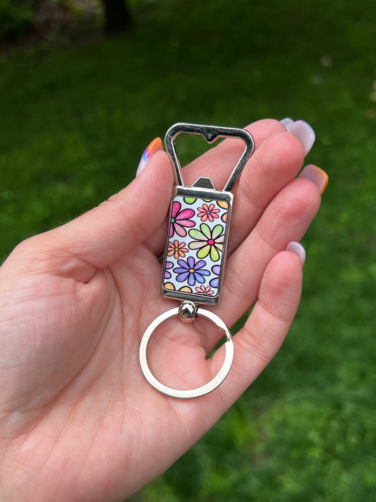 Flower Bottle Opener Keychain