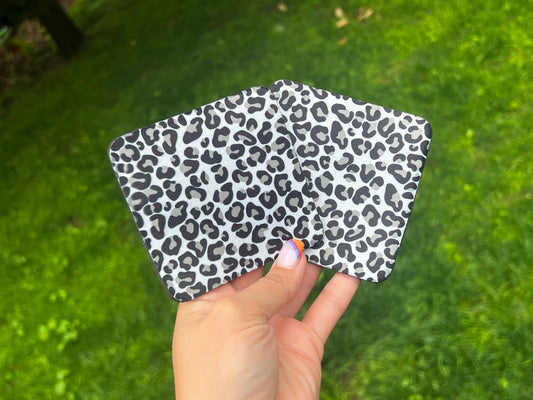 Gray Leopard Coaster Set