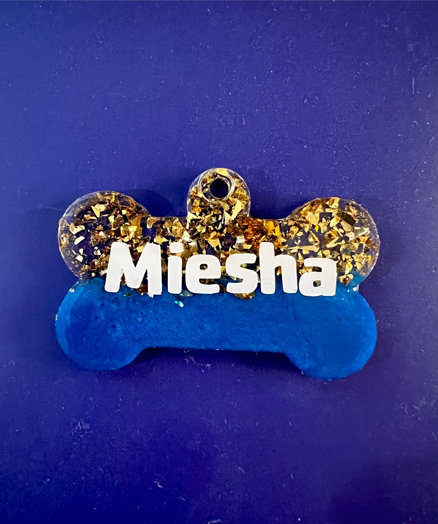 Blue and Gold pet name tag
